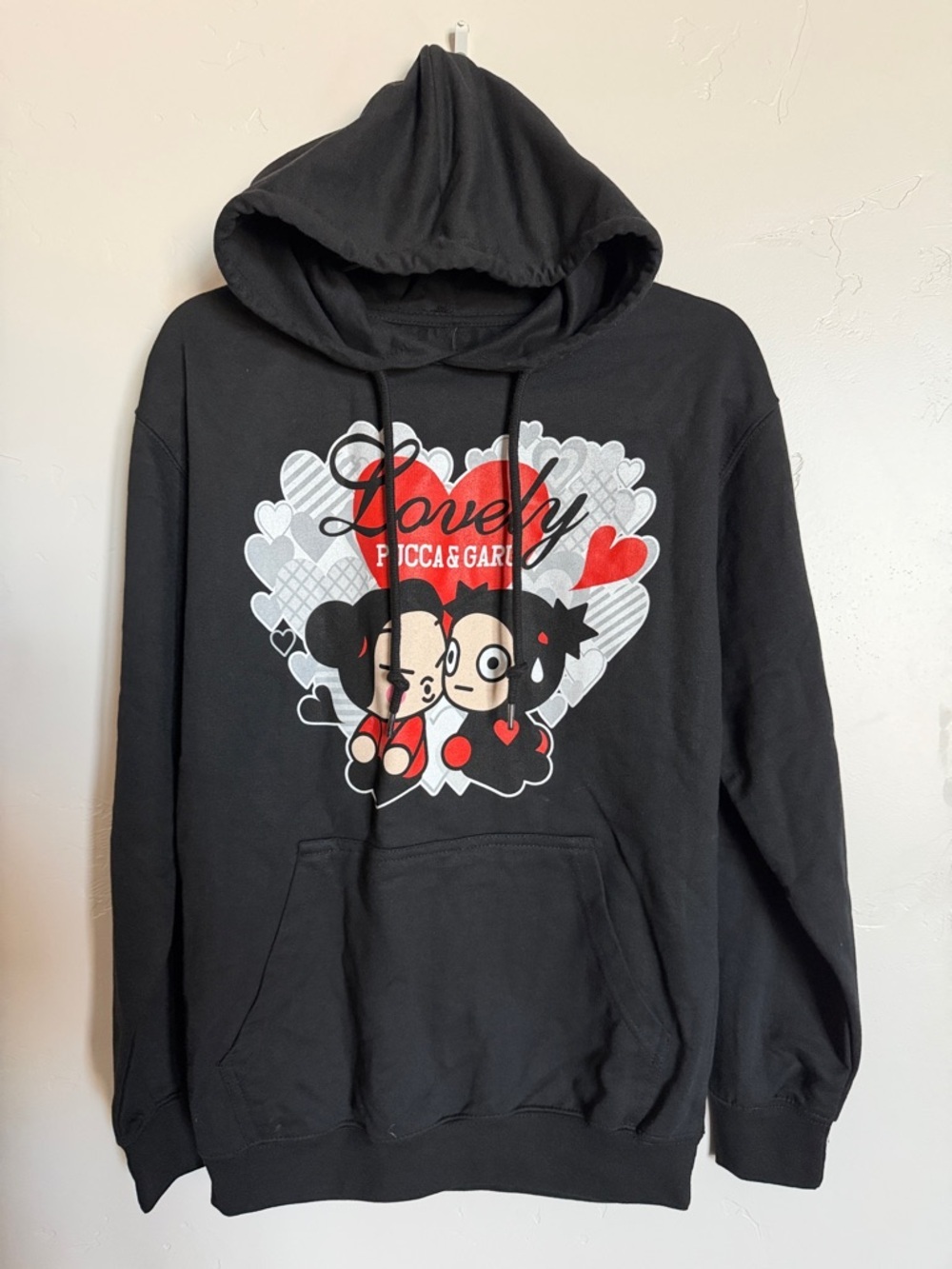 Pucca & Garu Black Graphic Hoodie Sweater Size Medium Kawaii Anime - Picture 11 of 11